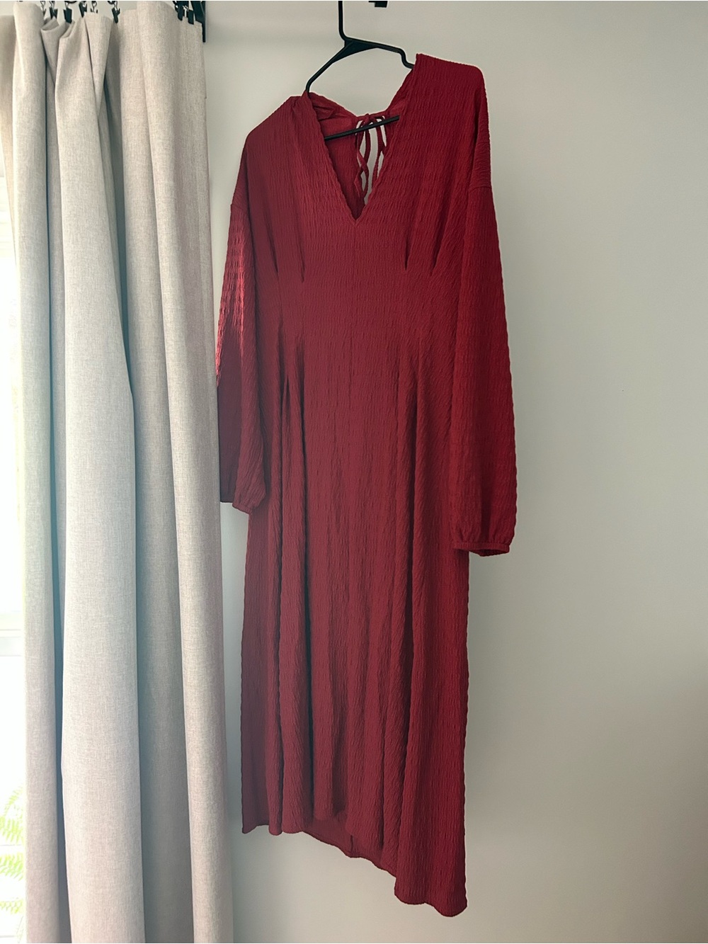 NWOT Asos Curve Red Long Sleeve V-Neck Midi Dress